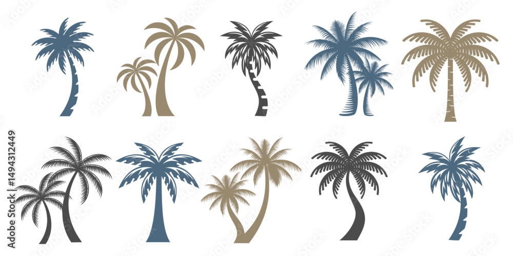 Fototapeta premium palm tree logo design . vector icon set illustration