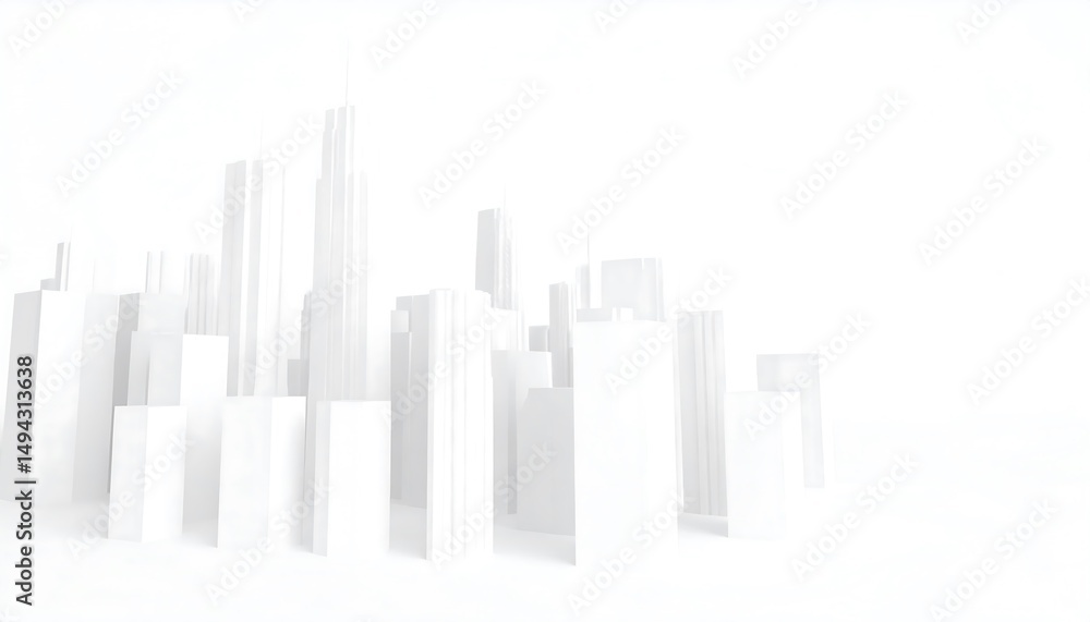 Naklejka premium Abstract White Cityscape Illustration.