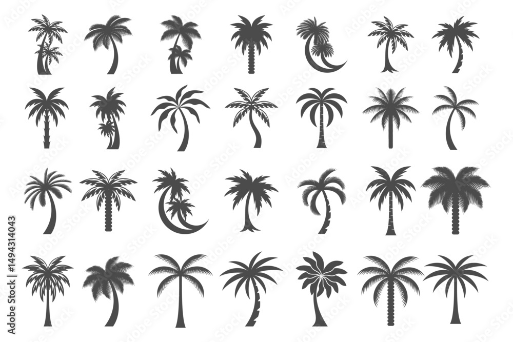 Fototapeta premium Minimalist Date Palm tree icon set Logo design Template . vector illustration