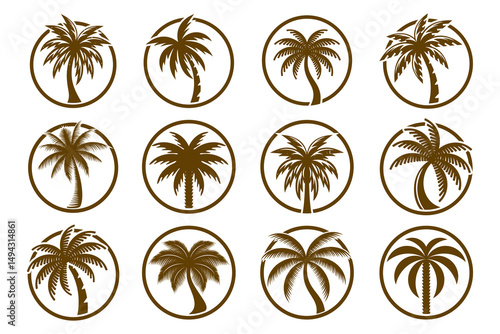 palm tree logo design . vector icon set illustration