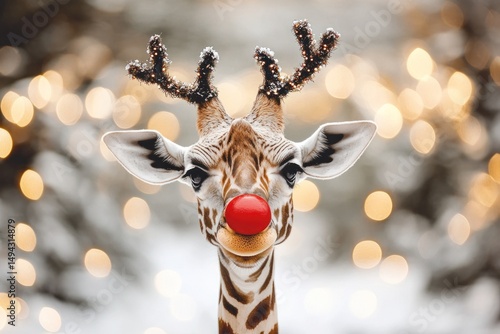 Christmas Giraffe Reindeer