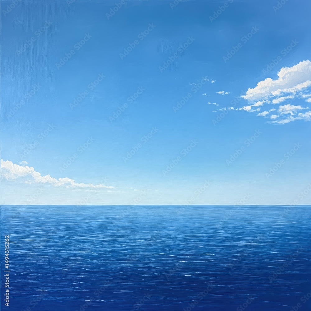 Obraz premium Serene ocean under a vast, clear blue sky (1)