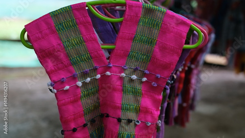 Fotografía Colorful traditional Karen shirt displayed for sale at a local market of Karen hill tribe