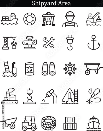 Shipyard Area Icons Set
