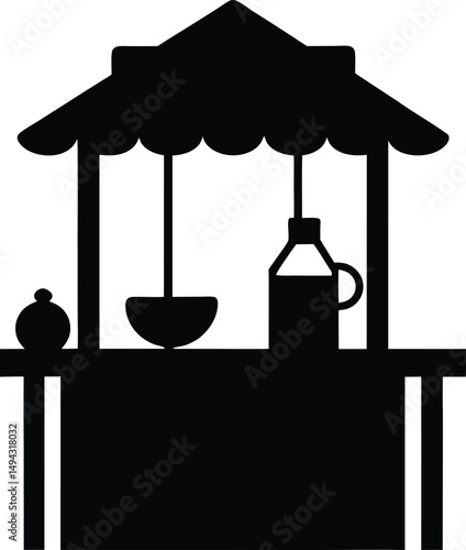 Ramen noodle stall street shop vector