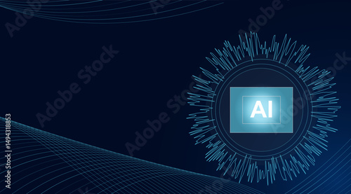 Virtual Assistant Voice Recognition Visualization. Technology Background. AI Artificial Intelligence Wave. Vector Illustration