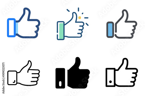 Thumbs Up Symbol Vector Set For Communication, Social Networking, And Positive Themes