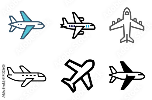 Plane Icon Set For Travel, Aviation, And Transportation Design Concepts