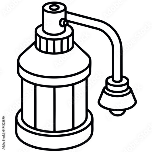 Black and White Vector Illustration of an Industrial Valve or Spray Nozzle Component