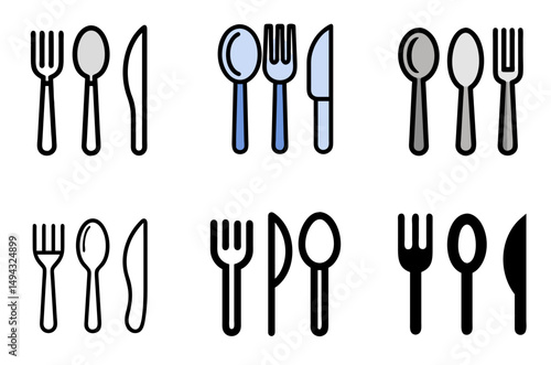 Cutlery Symbol Vector Set For Tableware, Food Service, And Hospitality Themes