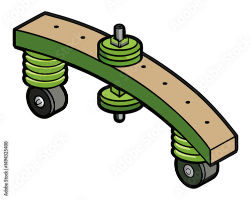  Colored Vector Illustration of a Vehicle Leaf Spring Suspension System