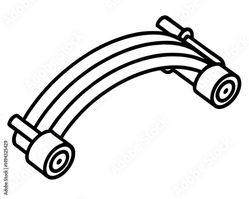 Vector Illustration of a Vehicle Leaf Spring Suspension Component in Black and White