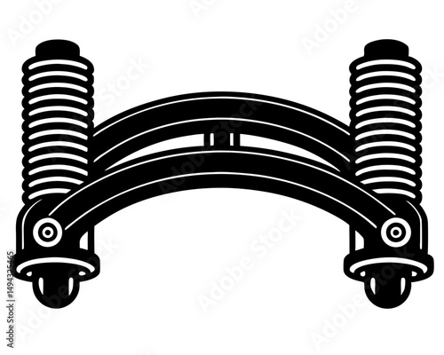Black Silhouette Vector of Vehicle Leaf Spring Suspension System