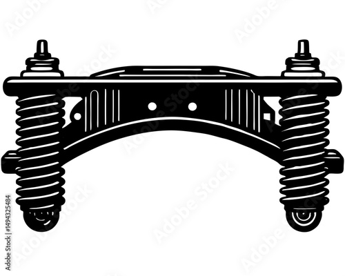 Black Silhouette Vector of Vehicle Leaf Spring Suspension System