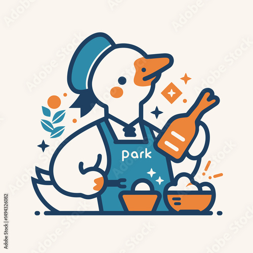 Duck Chef Preparing Food at Park Stall