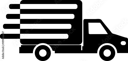 Fast delivery truck solid icon with striped speed effect