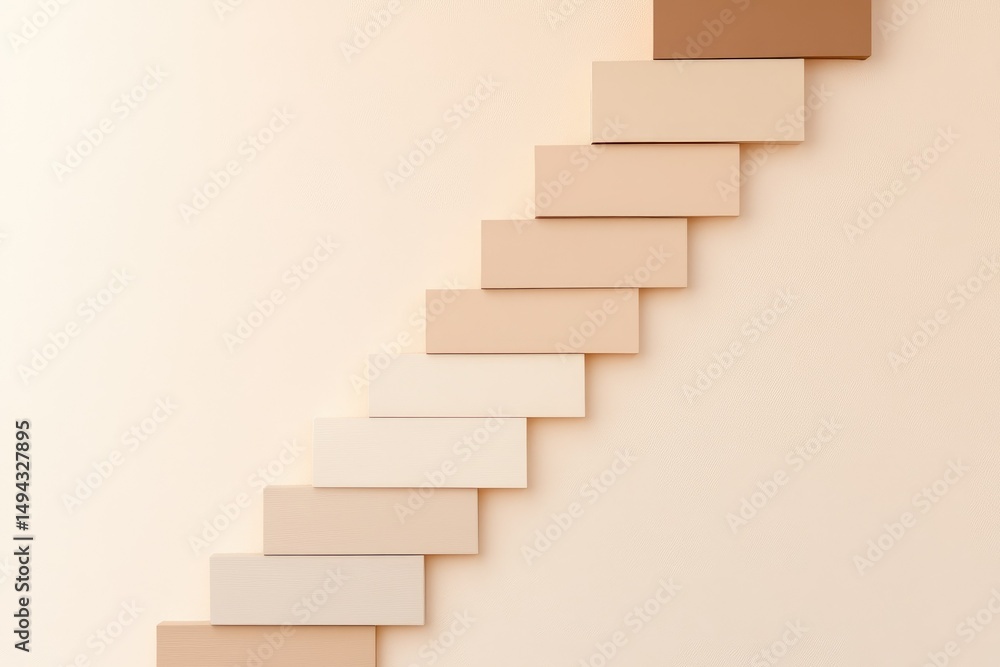 Ascending beige blocks against a pale background Ascending beige blocks against a pale background
