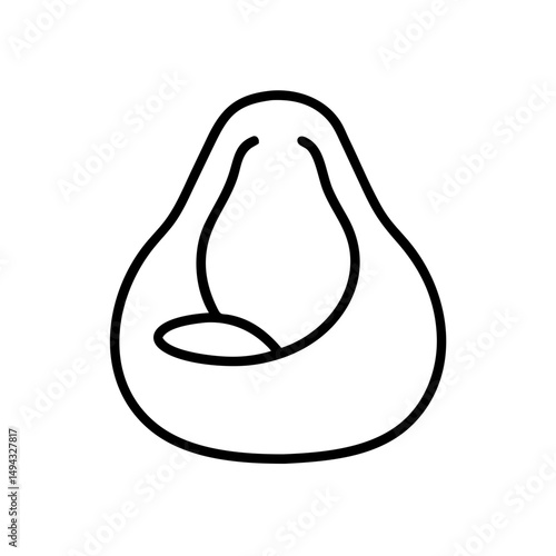 Line art of bean bag chair in black and white, minimal style, classroom comfort concept