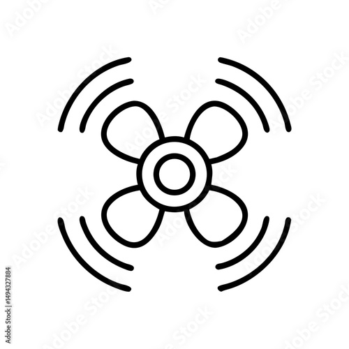 Fidget spinner icon in outline style, sensory focus aid for students