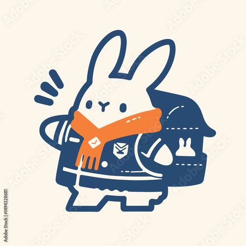 Determined Rabbit Adventurer in Jacket and Scarf