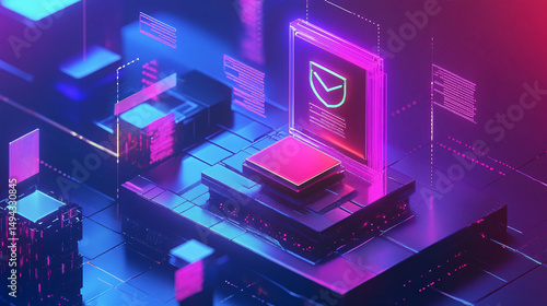 abstract technology background with colorful cubes