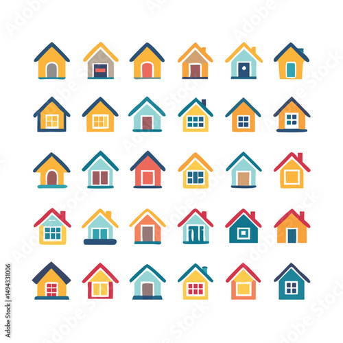 icons santa visit christmas house décor set. House icon set. Home vector illustration sign. Hotel symbol. House vector icon set. home illustration sign collection. building symbol.