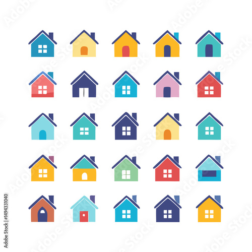 icons santa visit christmas house décor set. House icon set. Home vector illustration sign. Hotel symbol. House vector icon set. home illustration sign collection. building symbol.
