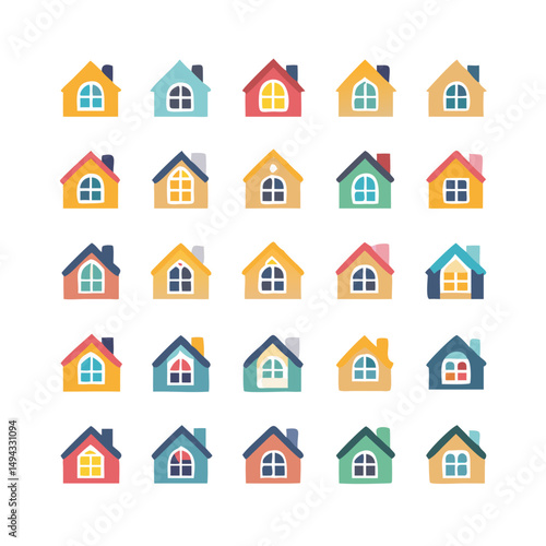 icons santa visit christmas house décor set. House icon set. Home vector illustration sign. Hotel symbol. House vector icon set. home illustration sign collection. building symbol.