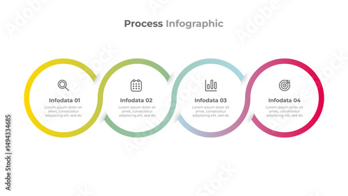 Modern 4 step process infographic template for business and education. Vector illustration.