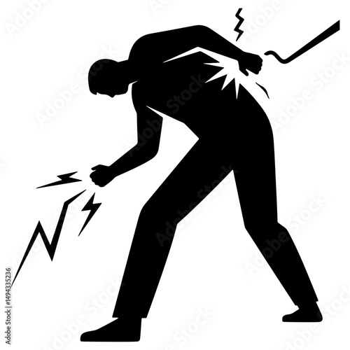 A silhouette illustration of a person experiencing lower back pain.