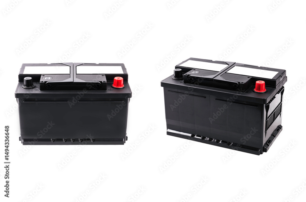 Fototapeta premium Two car battery isolated on white background