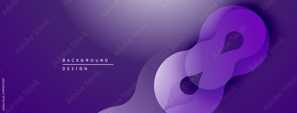 Obraz premium Abstract purple design features flowing shapes, gradients. Modern aesthetic suitable for backgrounds, presentations. Minimalist style.