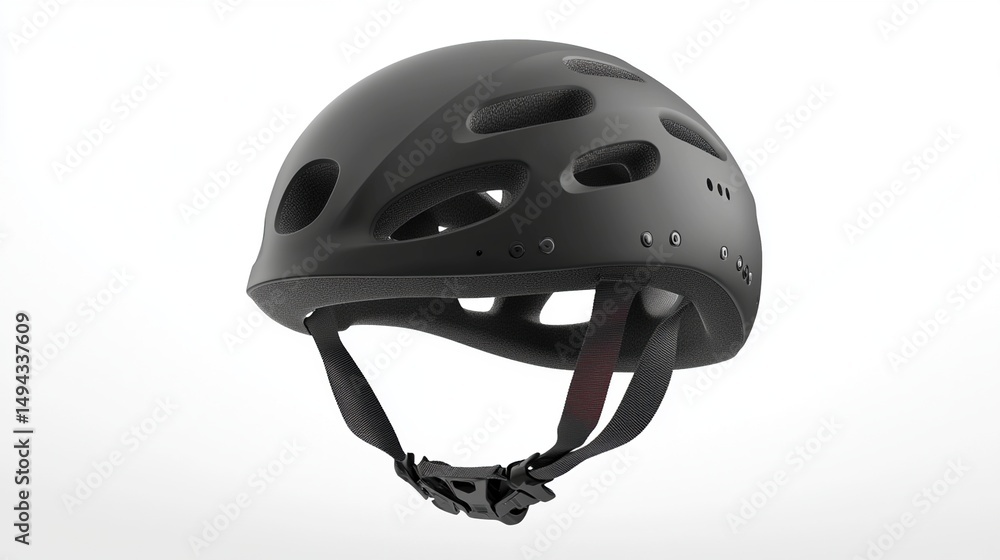 Fototapeta premium Dark gray helmet with vents and adjustable straps