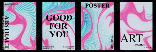 Abstract poster set with wavy and textured grain effect. Modern minimal design for creative backgrounds, art templates, and decorative prints. Vibrant and stylis