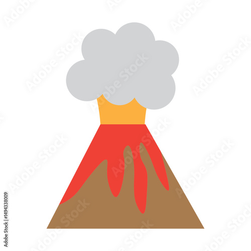 Volcano Eruption Vector Flat Icon Design