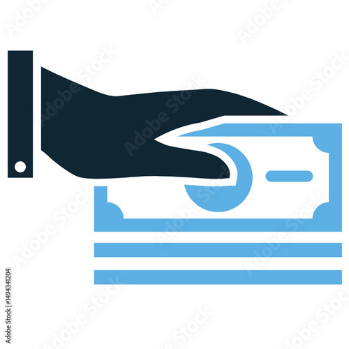 Take cashes icon vector for payment, handover, or receiving money. Ideal for financial apps, ATM service illustrations, and digital transaction or payout process visuals.