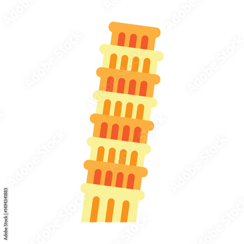 Leaning Tower of Pisa Vector Flat Icon Design