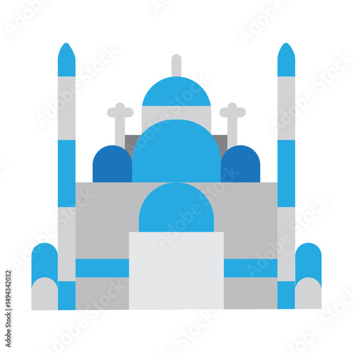 Blue Mosque Vector Flat Icon Design