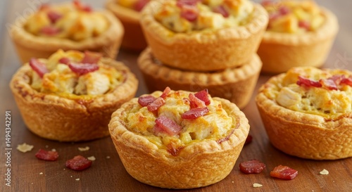 Wallpaper Mural Delicious Chicken and Bacon Mini Quiches - Assortment of savory mini quiches filled with chicken, bacon, and cheese, perfect for appetizers or a light meal Torontodigital.ca