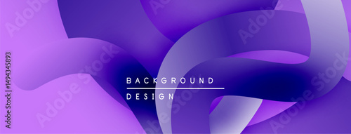 Abstract fluid shapes, purple hues blend smoothly. Modern design evokes calm, dynamic energy. Background features text background, design.