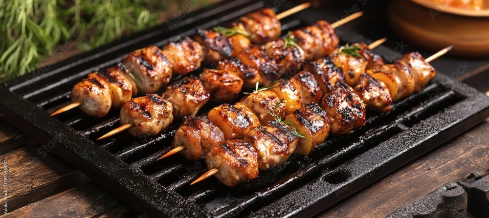 Grilled chicken and veggie skewers with herbs showcasing colorful, healthy cooking and outdoor barbecue cuisine
Grilled chicken and veggie skewers with herbs showcasing colorful, healthy cooking and outdoor barbecue cuisine