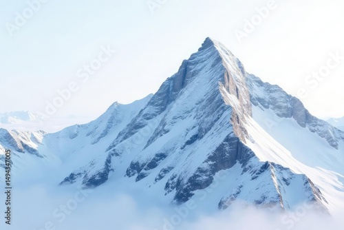 Wallpaper Mural Snow-covered mountain peak against bright white sky, clean, panorama, peak Torontodigital.ca