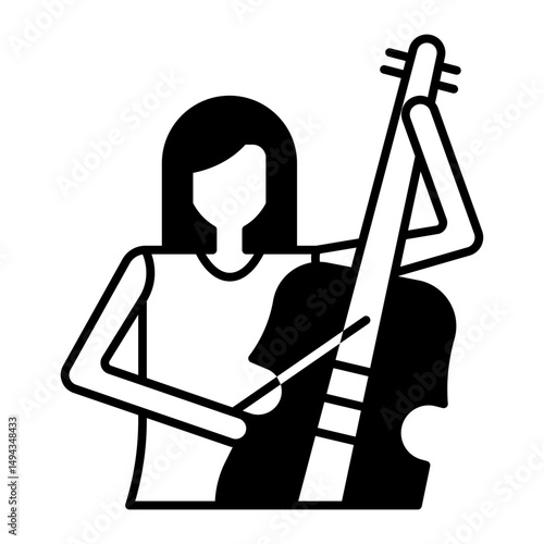 Female Double Bass Player black icon