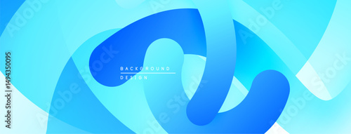 Abstract blue design. Smooth flowing shapes create dynamic visual effect. Light gradients enhance depth, modern aesthetic.
