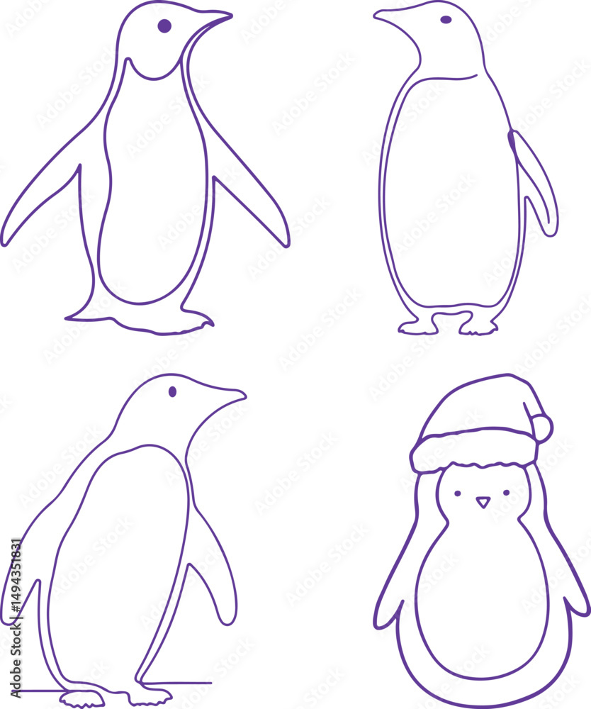 Obraz premium set of penguins on white background