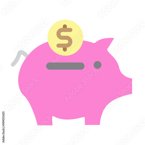 Piggy Bank Vector Flat Icon Design