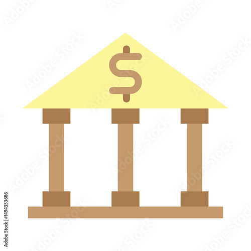 Bank Building Vector Flat Icon Design