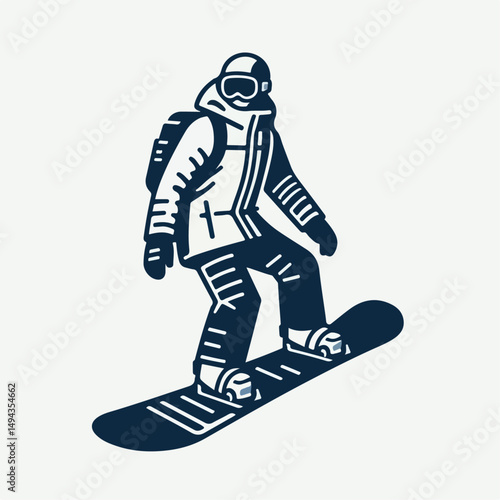 illustration of a person surfing in the snow