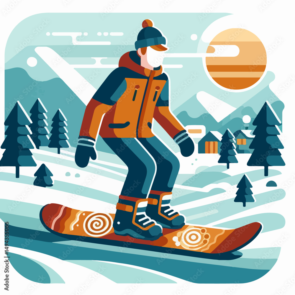 illustration of a person surfing in the snow illustration of a person surfing in the snow