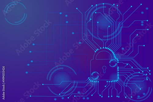 Abstract Security Background 2D, Cyber ​​security concept. Key symbol of lines and triangles, points connecting network on blue background. Vector illustration